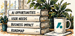 Books and a roadmap beside a plant and mug